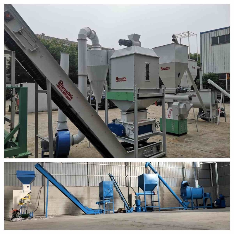 สายการผลิตเม็ดฟีด CE 5t / H เครื่องอัดเม็ดฟีดแหวนตายพร้อมเครื่องกำเนิดไอน้ำ