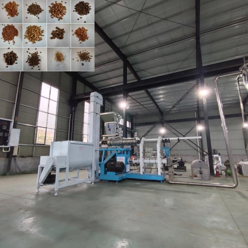 การผลิตสูง แบบน้ําอุ่นสัตว์ Feeder Extruder ปลาลอยอาหารแมวหมาเครื่อง