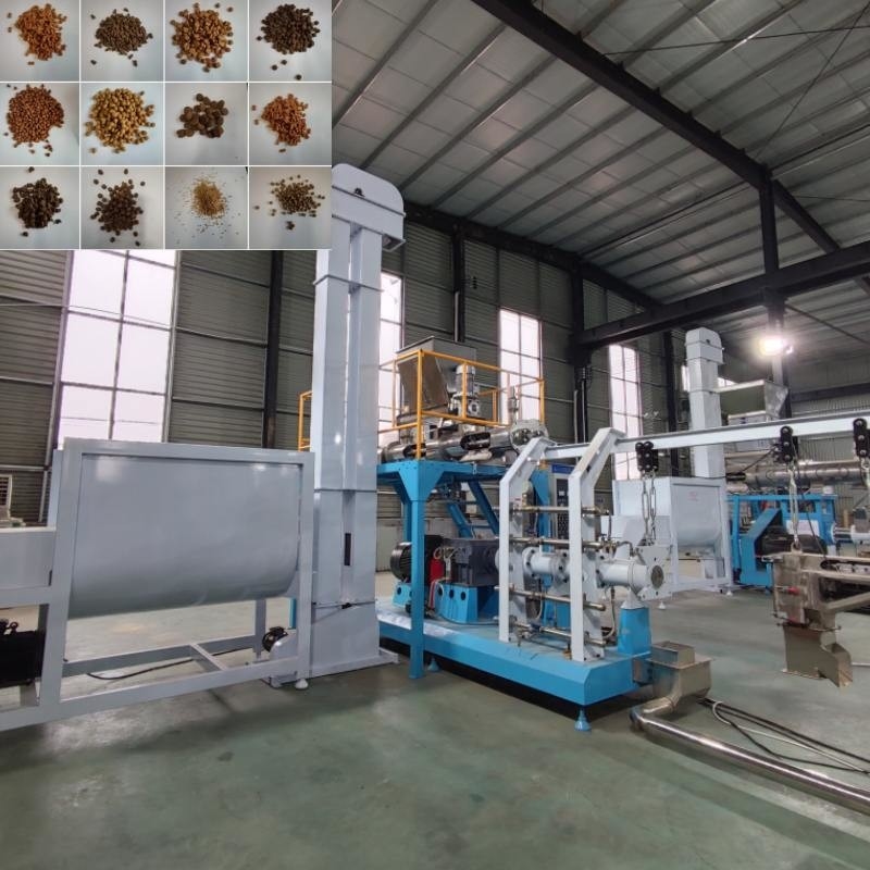การผลิตสูง แบบน้ําอุ่นสัตว์ Feeder Extruder ปลาลอยอาหารแมวหมาเครื่อง