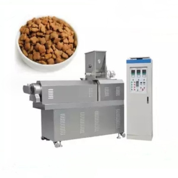 สีขาว สีฟ้า สแตนเลส วัสดุสกรู Feed Extruder อาหารสุนัข อาหารแมว อาหาร Extruder สายการผลิต