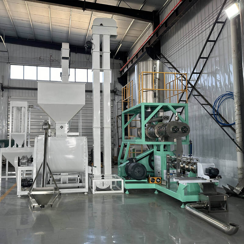 สายการอัดรีดฟีดสกรูคู่เดี่ยวมัลติฟังก์ชั่นความจุ 500KG / H-10T / H สำหรับการผลิตอาหารปลาและอาหารสัตว์เลี้ยงด้วยโครงสร้างสแตนเลส