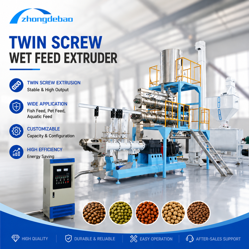 500 kg/h Floating Fish Feed Extruder — Wet-Type Twin-Screw Feed Extruder
