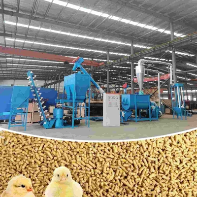 สายการผลิตเม็ดอาหารสัตว์ 1,000 กก. / ชม. เครื่องผลิตอาหารสัตว์ปีกปศุสัตว์