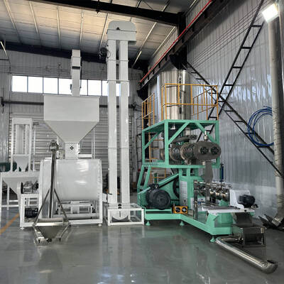 สายการอัดรีดฟีดสกรูคู่เดี่ยวมัลติฟังก์ชั่นความจุ 500KG / H-10T / H สำหรับการผลิตอาหารปลาและอาหารสัตว์เลี้ยงด้วยโครงสร้างสแตนเลส